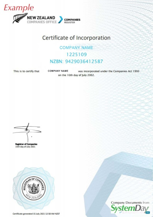 Download New Zeland Certificate of Registration Photoshop template